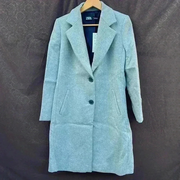 ZARA NEW TWO BUTTON WOOL BLEND COAT GRAY WOMENS SIZE XS JACKET TWO BUTTON - Picture 8 of 12